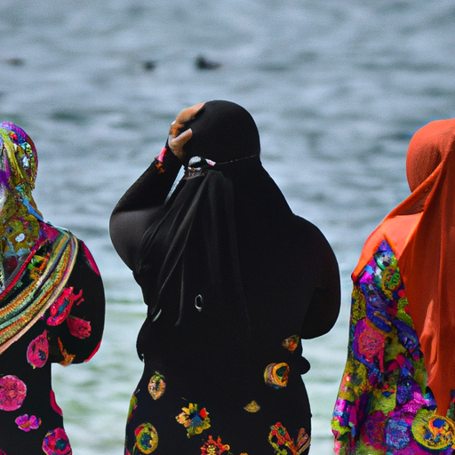 קבוצת נשים מרקעים תרבותיים שונים הלובשות בגדי ים צנועים, המציגות את חשיבותה בקהילות מסורתיות.